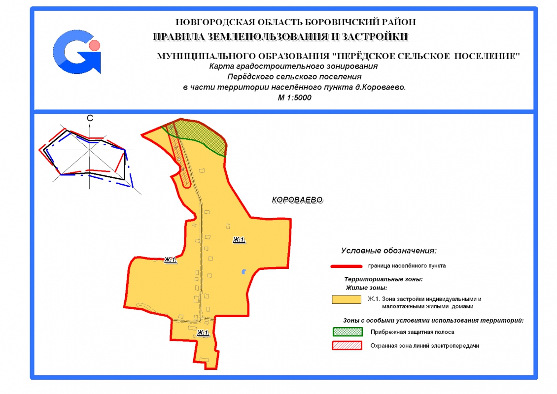 Карта градостроительного зонирования Передского сеольского поселения в части территории населенного пункта д. Короваево