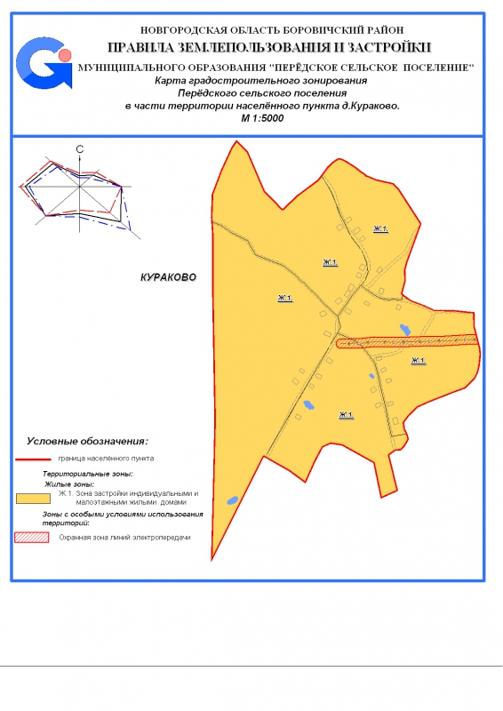 Карта градостроительного зонирования Передского сеольского поселения в части территории населенного пункта д. Кураково