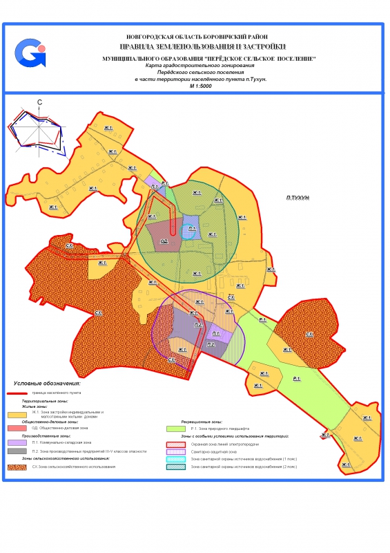 Карта градостроительного зонирования Передского сеольского поселения в части территории населенного пункта д. Тухун