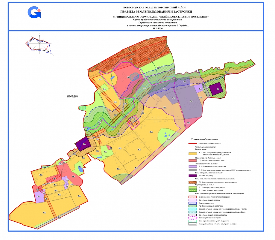 Карта градостроительного зонирования Передского сеольского поселения в части территории населенного пункта д. Передки