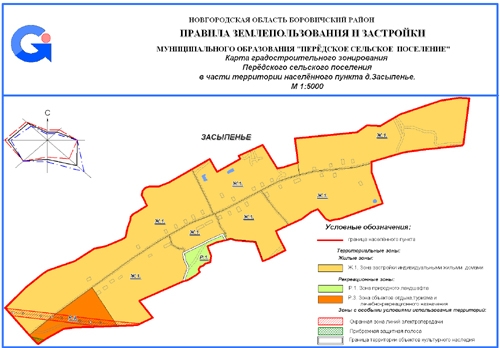 Карта градостроительного зонирования Передского сеольского поселения в части территории населенного пункта д. Засыпенье